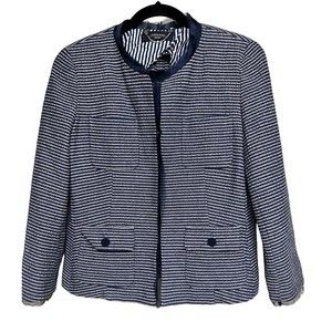 Max Mara Weekend Blazer Navy‎ Blue Striped Lace Trim Women’s Size 12